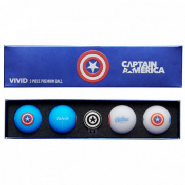 VOLVIK ball Vivid Marvel Captain America Long 4 balls + ball marker