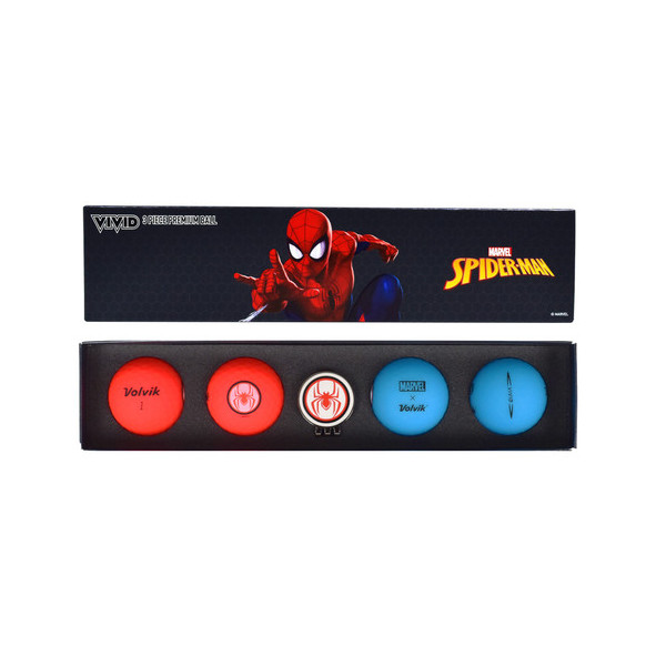 VOLVIK ball Vivid Marvel Spider Man  4 balls + ball marker | Golf Arts  .