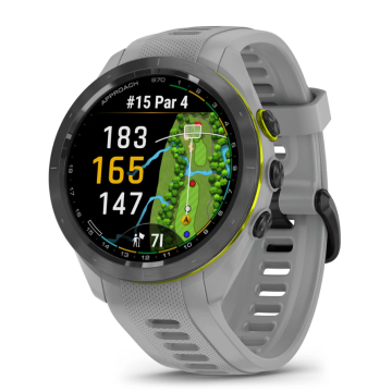 Garmin Approach S70 - 42 mm, Keramická luneta Black / silikonový řemínek Powder Grey